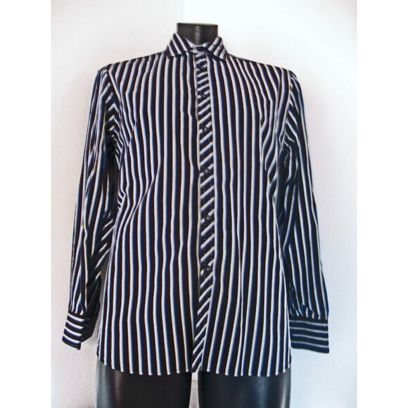 Inc. International Concepts Men  Shirt Blue/Black Stripes L/S  Sz Medium - Picture 4 of 7